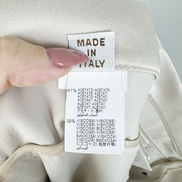 BRUNELLO CUCINELLI | NEW Wide Leg Satin Pants in Ivory (Seashell) Women’s Size 8 - Picture 13 of 16